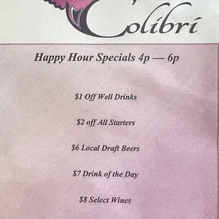 Happy Hour Menu