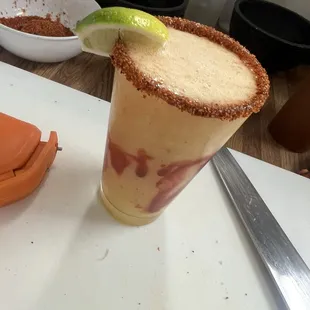 Blended Mango Margarita with Chamoy and Tajin