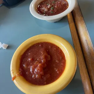 Spicy salsa and Spicier salsa