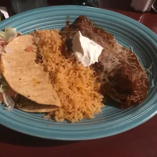 Beef tamale and beef  taco