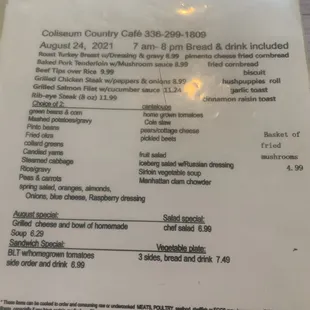 menu