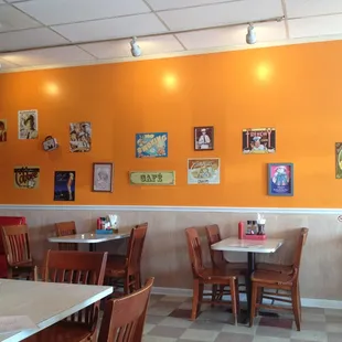 Some of the numerous movie posters, pohots, and ole time product advertisments on the walls here.