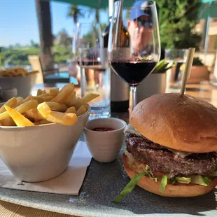 Wagyu Burger with wine