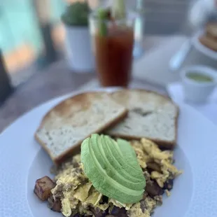 Breakfast burrito, no tortilla, add gluten free bread