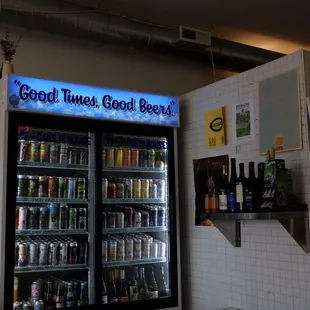 a cooler with drinks in it