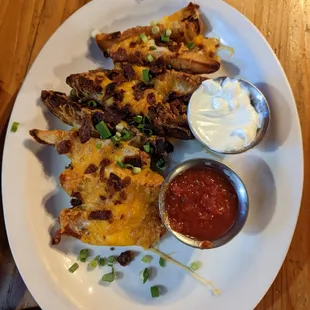 Loaded Potato Skins for $6.50 (hh).