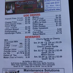 menu