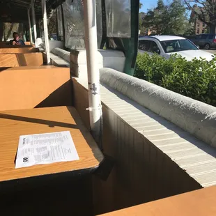 a table with a sign on it
