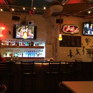 Outside patio bar. Most all high ball liquor is here. I had the Knobs creek