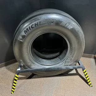 A tire from one of the shuttle Discovery's trips.