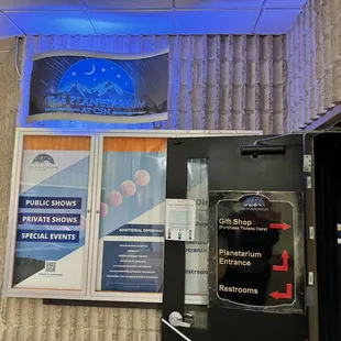 Entrance and helpful signage.