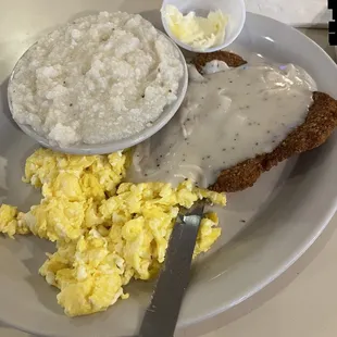 Country Fried Steak with Grits