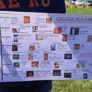 When you pick your pumpkins, put them in your vehicles, mark how many on this sheet, and then go pay at the counter.