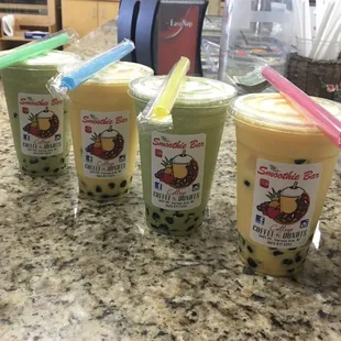 Cream smoothies with boba