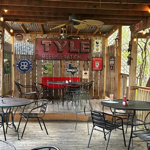 patio with tables and chairs