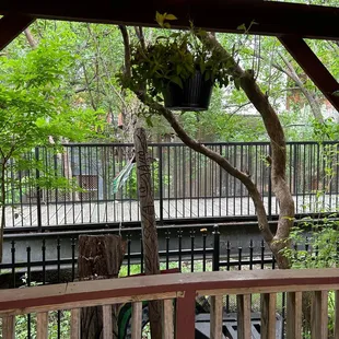 a view of the back deck of a house