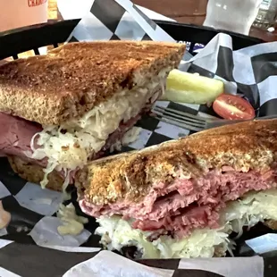Reuben on Rye- very good! Not fatty at all and plenty of sauerkraut.
