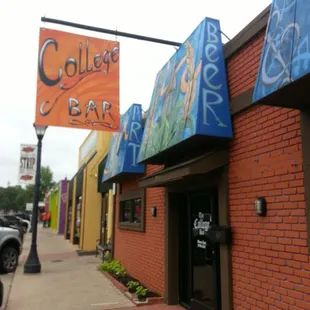 the entrance to the college bar