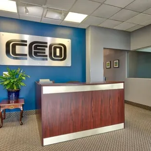 Reception Lobby. Receptionists are available to greet clients and visitors Monday through Friday, from 9-6.