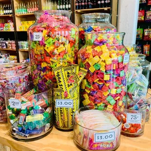 a variety of candy in a store