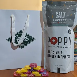 Now and laters and popcorn