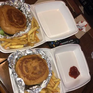 Burger Special !! Two cheese burgers with bacon !