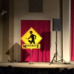 a stage with a sign that reads monroe