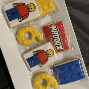 Lego theme sugar cookies.