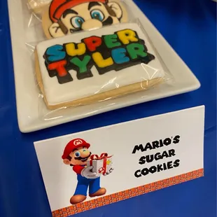 Star, Mario and my son's name in Mario font.