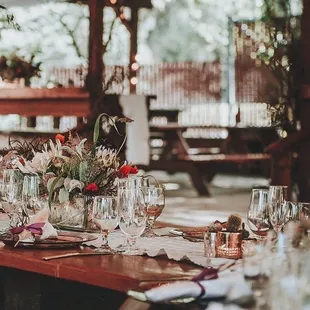 Decorated guest dinner tables