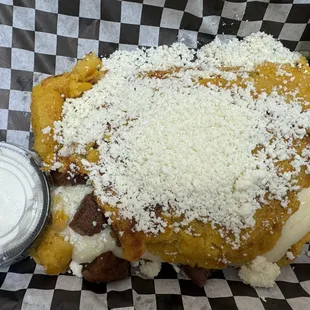 Arepa cholco chicharron (pork belly)