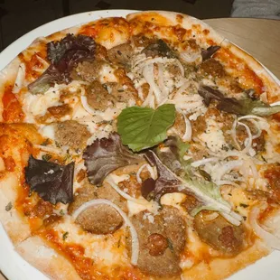 Sausage meatball pizza