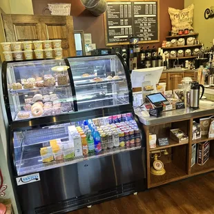 a display of pastries and pastries in a bakery