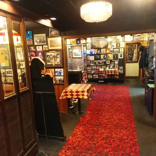 a red carpet in a restaurant