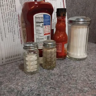 a variety of condiments