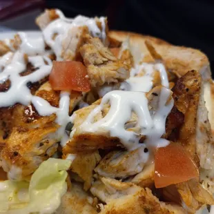 a chicken and lettuce sandwich