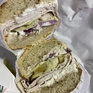 a sandwich cut in half