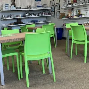 inside seating and supply shelves