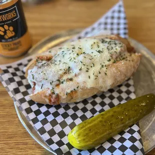 Local beer with a Italian meatball sub! Yum!