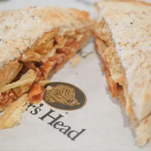 Potato Chip Crunch: Potato Chips, Bacon and Peanut Butter on Multigrain Bread.