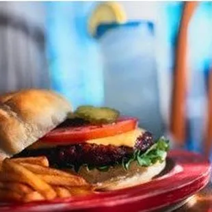 a burger and french fries