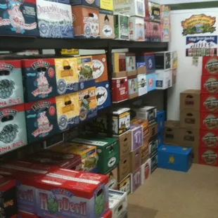 shelves of beer in a store