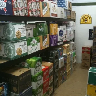 shelves of beer in a store