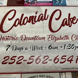 the menu for the restaurant