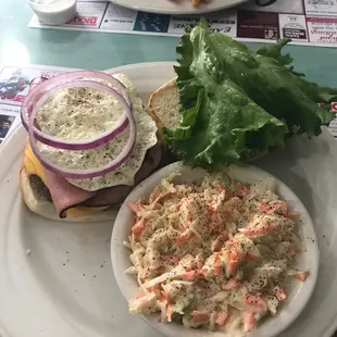 All American Burger and cole slaw