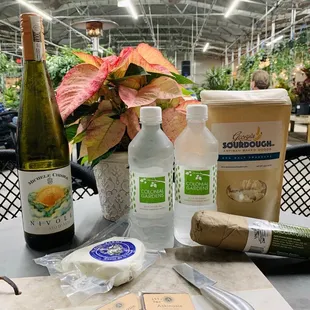 a table with a variety of food items