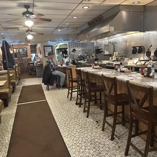 a view of the kitchen and dining area