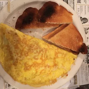 Bank tellers omelet and "homemade Italian" toast.