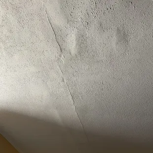 Water damage on the ceiling in our living area