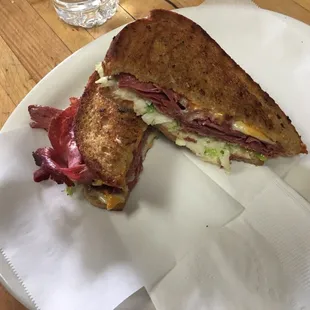 Corn beef sandwich on rye bread grilled to perfection